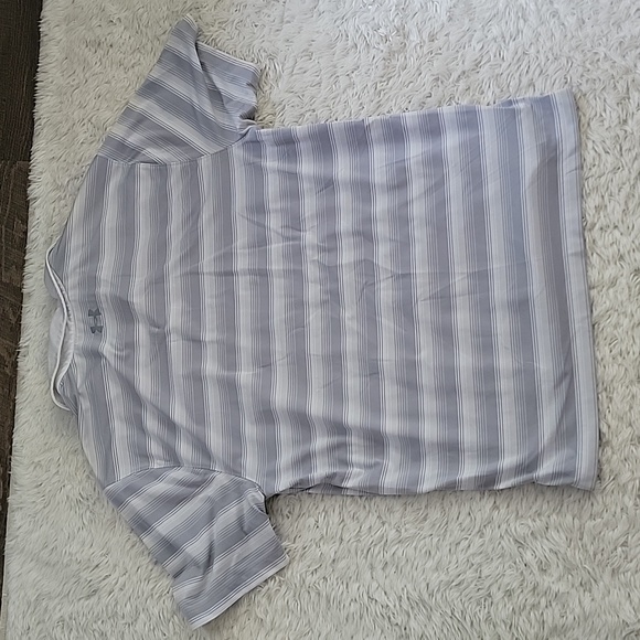 mens grey and white stripes polo under armour large - Picture 4 of 4